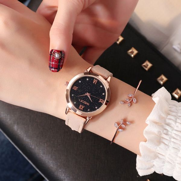 

classic black dial leather band quartz wrist watches men women bracelet couples valentine christmas gift, Slivery;brown