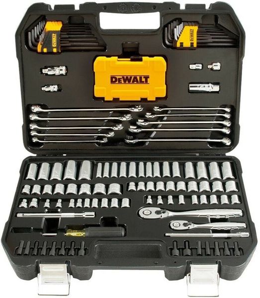 

Dewalt chrome mechanic tool et ratchet ocket wrenche hex key bit 142 piece