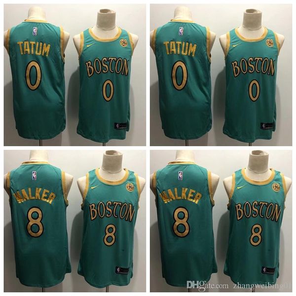 

men boston celtics 8 kemba walker 0 tatum fanatics branded kelly green 201920 fast break nba jersey, Black