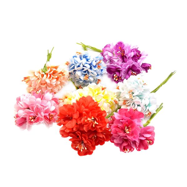 

8x simulation silk flower bunch for diy bouquet wreath headband ornament