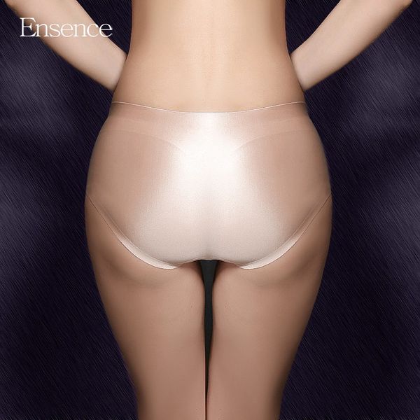 

4 pieces pack ensence mixed colors lingerie seamless briefs satin silk panties for girls underwear women cotton crotch, Black;pink