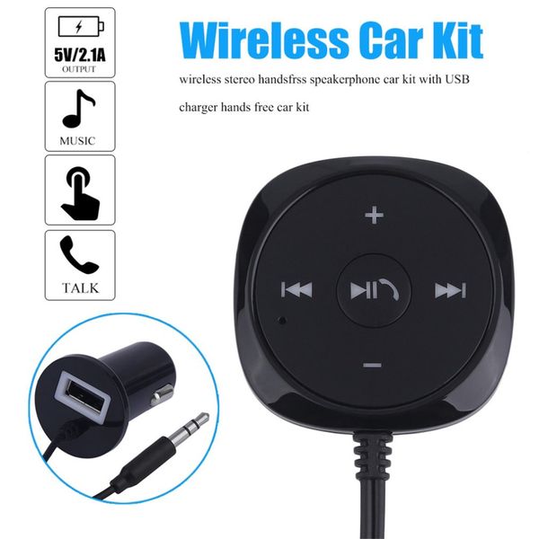 

new car kit bluetooth receiver hands-call 3.5mm aux audio talking bluetooth music sound adapter usb charger