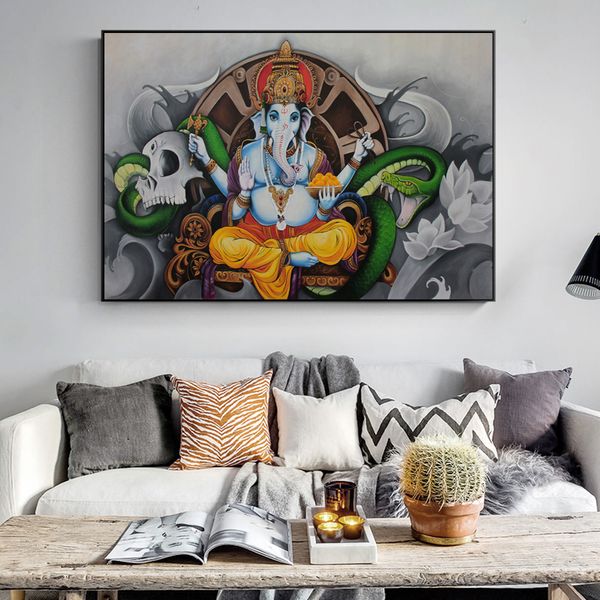 

ganesha gods-2 oil paintings on the wall classical hindu gods wall art canvas hinduism decorative pictures home decor 190929