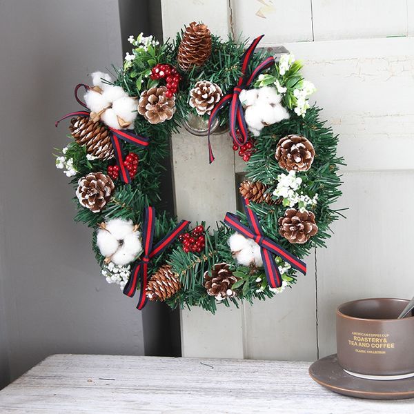 

decorative flowers & wreaths christmas wreath with artificial berry pine cone and bows front door hanging garland holiday home decorations