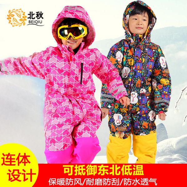 

boy girl ski suit jumpsuit children waterproof windproof ski snowboard children jumpsuit kid hooded one-piece