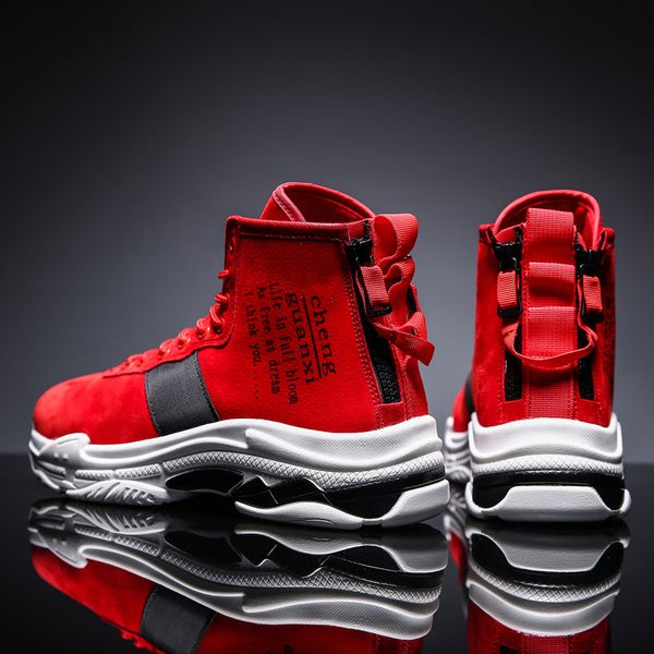 

basket mens trainers hip hop shoes dance shoes red short boots man ankle chaussure homme hiver increase for men boots, Black