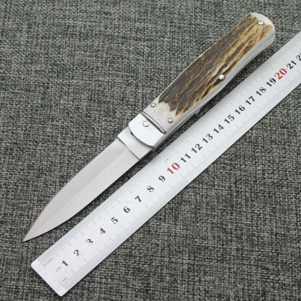 

Antler handle D2 blade outdoor folding knife with self defense wilderness survival high hardness sharp small army knife wild folding knife