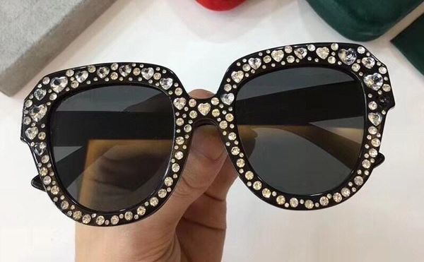 

luxury 0308 sunglasses for women diamond design cat eyes summer style rectangle full frame uv protection come with package, White;black