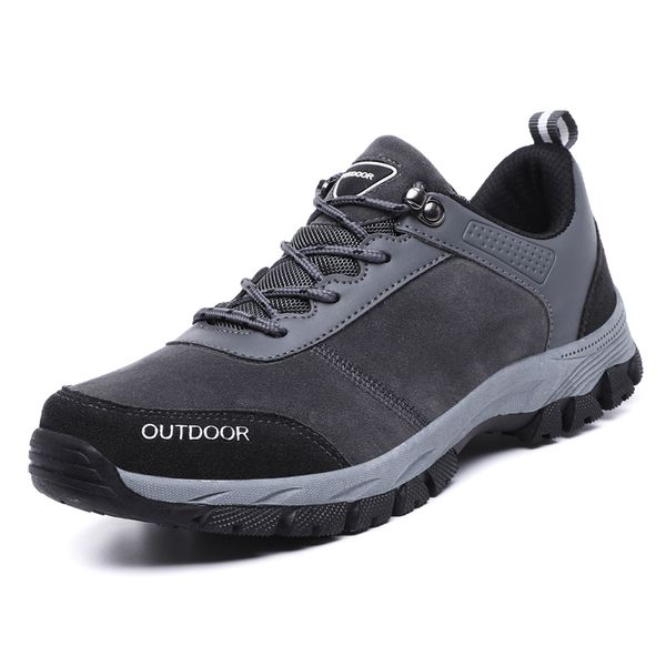 

2019 autumn men hiking shoes pu leather men's casual shoes plus size 47 male outdoor tooling climbing, Black