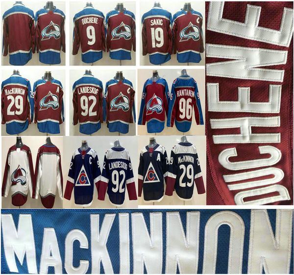 

Colorado Avalanche Hockey 92 Gabriel Landeskog 9 Matt Duchene 19 Joe Sakic 29 Nathan MacKinnon 96 Mikko Rantanen Men Women Kids Youth Jersey