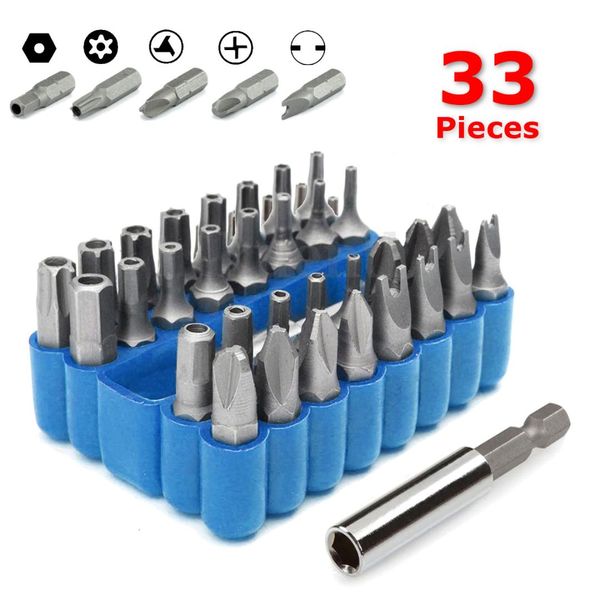

33pcs / set star hex key torx mini electric screwdriver bits holder kits chrome vandium security bit set tamperproof