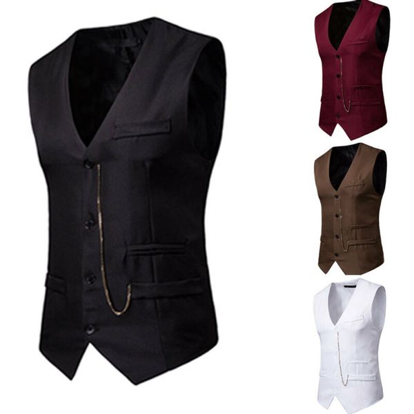 

men's business suit vests slim fit 4 button formal waistcoat fashion men formal tuxedo waistcoat business dress vest suit, Black;white