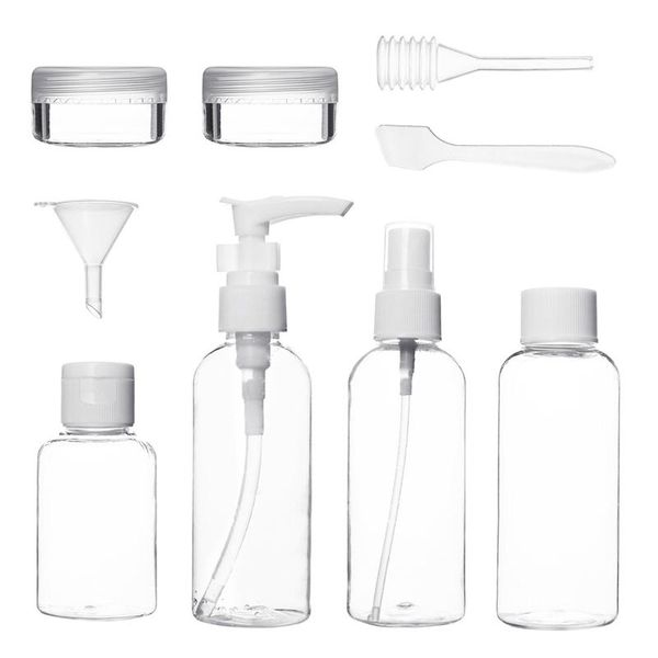 

9 шт возвратных бутылок портативный transparent make up empty travel косметические пластиковые шампунь молочко для лица контейнер крем box