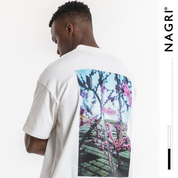 

nagri popular brand mens fog floral print couples high street fashion loose casual tee short-sleeved mens t-shirt, White;black