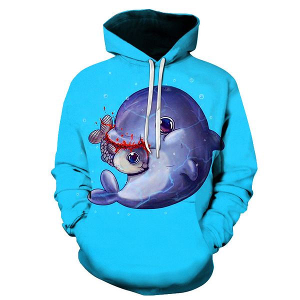 

new 3d fish print hoodies 2019 autumn winter brand sweatshirts men women fashion hip hop pullovers plus size s-6xl, Black