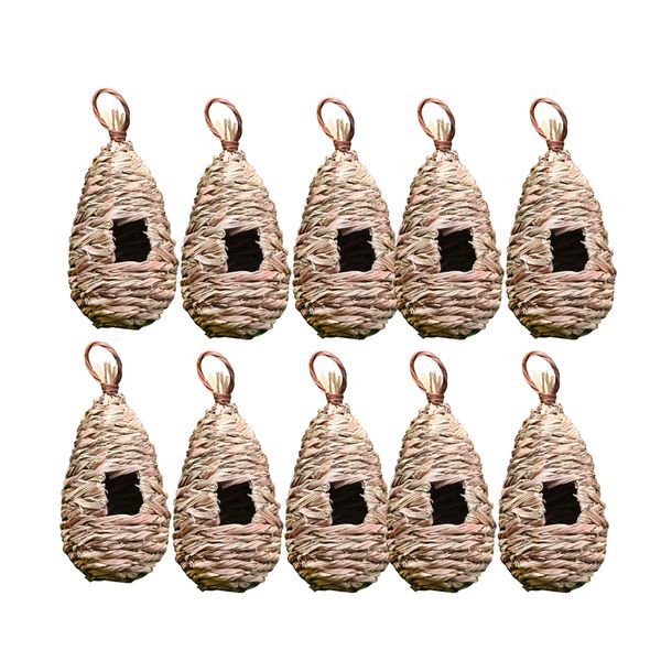 

10 packs handmade natural straw bird nest birdhouse for outdoor tree hanging decoration