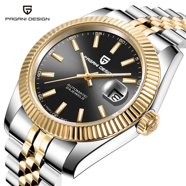 

relogio pagani design мужчина для мужских механических часов водонепроницаемых автоматических часов армия часы saat 2019, Slivery;brown