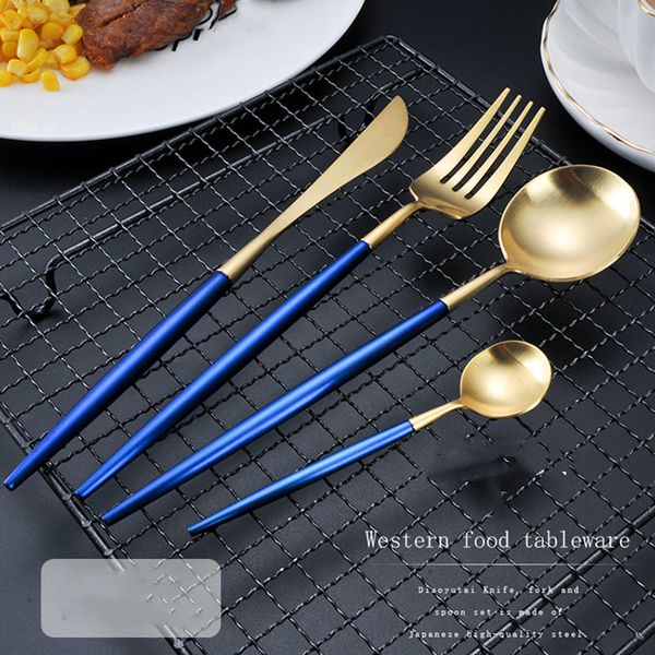 

two-color blue and powder set simple tableware stainless steel fashion camping portable mountain hiking outdoor products ing