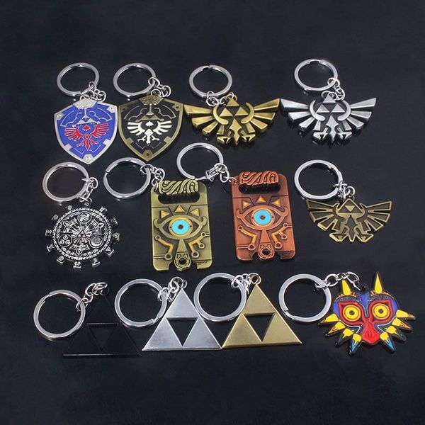 

15pcs/lot the legend of zelda keychain zelda hylian shield breath of the wild key chains mens souvenir cosplay jewelry gift, Silver