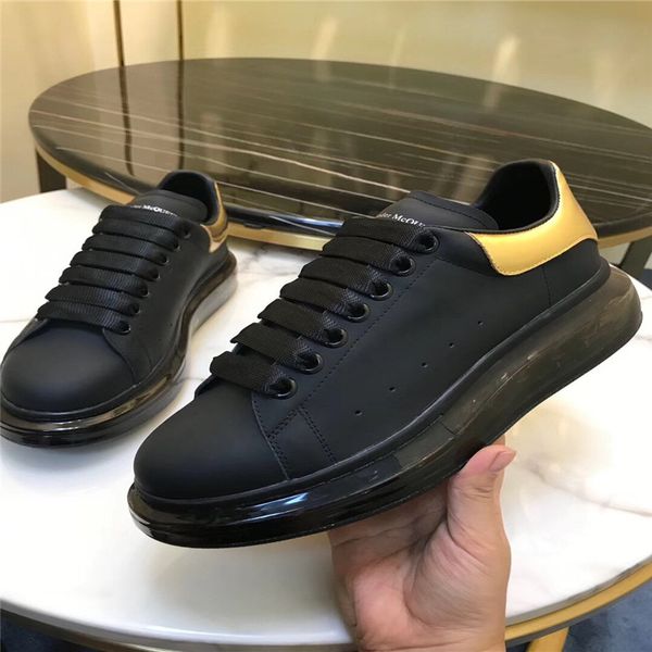 

2020 new women's shoes air cushion reflective leather small white shoes couple models men's shoes increased casual thick sole shoe, Black