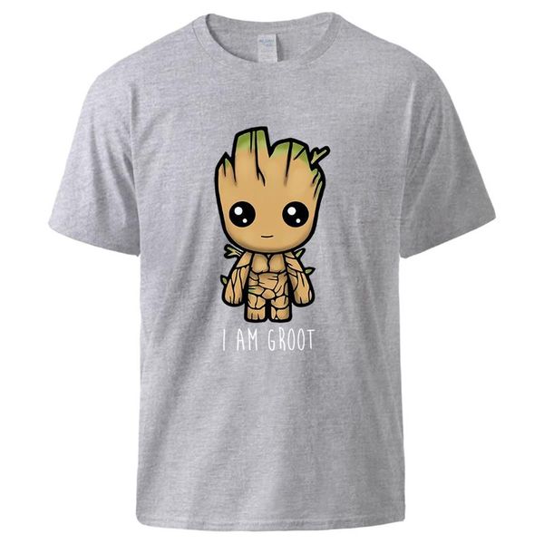 

я есмь гроот мультфильм футболки 2020 лето хлопка высокого качества tshirts с коротким рукавом top мужской моды сыпучие fit спортивная tee h, White;black