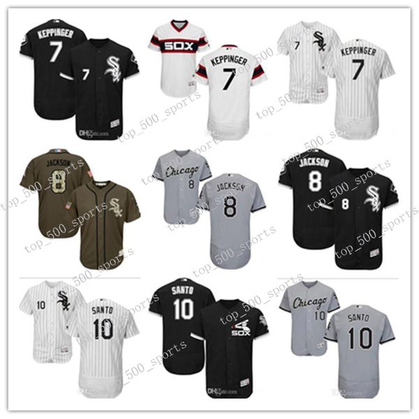 

chicagos baseball jerseys mens women youth kids 7 jeff keppinger knit jersey 8 bo jackson 10 ron santo throwback, Black