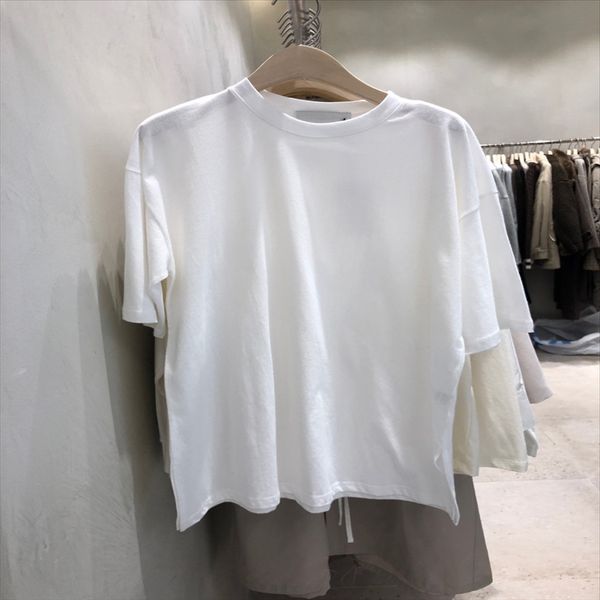 

east gate 2020 summer solid color simple shoulder short sleeve t-shirt t-shirt women's loose all-match base top, White