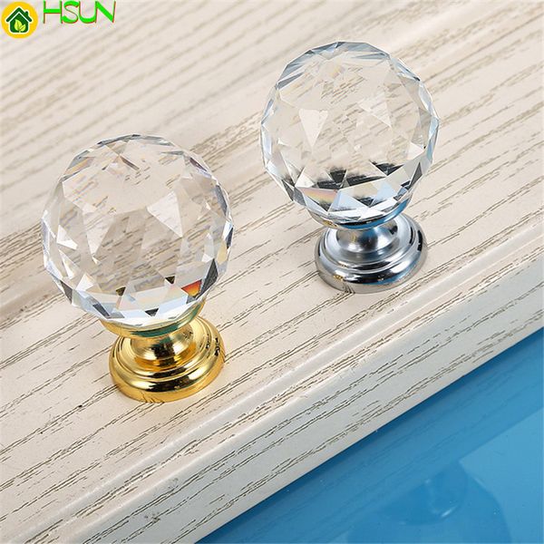 2019 Crystal Glass Ball Cabinet Pulls Gold Silver Base Drawer Door