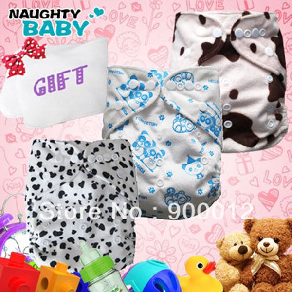 

minky baby diapers 30 sets(1+1)+10 microfiber insert printed baby infant cloth diaper aio reusuable nappy +gift