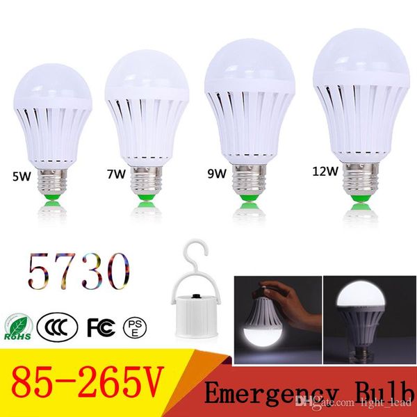 

e27 emergency led bulbs ac85-265v 5w 7w 9w 12w smd 5730 intelligent led rechargeable emergency light