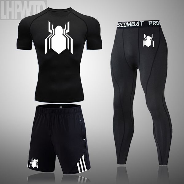 

мужская новый короткий рукав футболки gym фитнес compression спортивный костюм одежда для бега трусцой спортивная одежда tight бег наборы, Black;blue