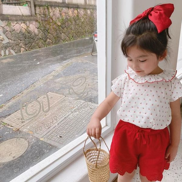 

2020 new girls printed shirt short sleeve summer cotton fashion girls blouse 1-7t qa713, White;black