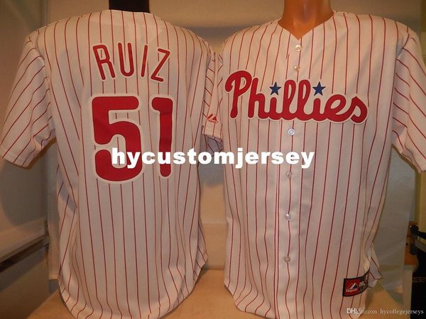 

custom majestic philadelphia #51 carlos ruiz baseball jersey white p/s new mens stitched jerseys big and tall size xs-6xl for sale, Black;blue