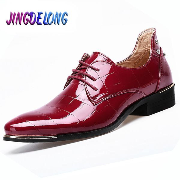 

men dress shoes large sizes pointed toe men red dress shoe formal shoes homme man italy dress oxford shoes leather wedding y200420, Black