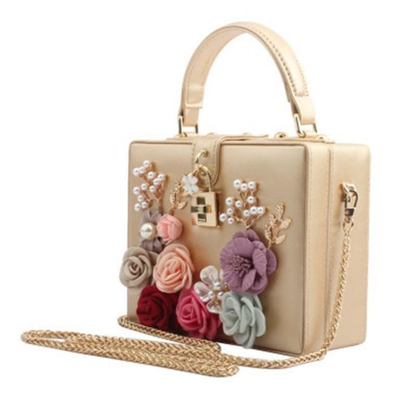 

european and american style new handbag small box bag diamond flower portable small square bag shoulder slung chain evening