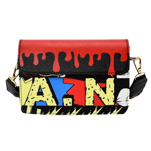 

сумки дизайнерская корейской версии женщин граффити printed малый квадрат сумка плеча сумка 2020 женский #yj