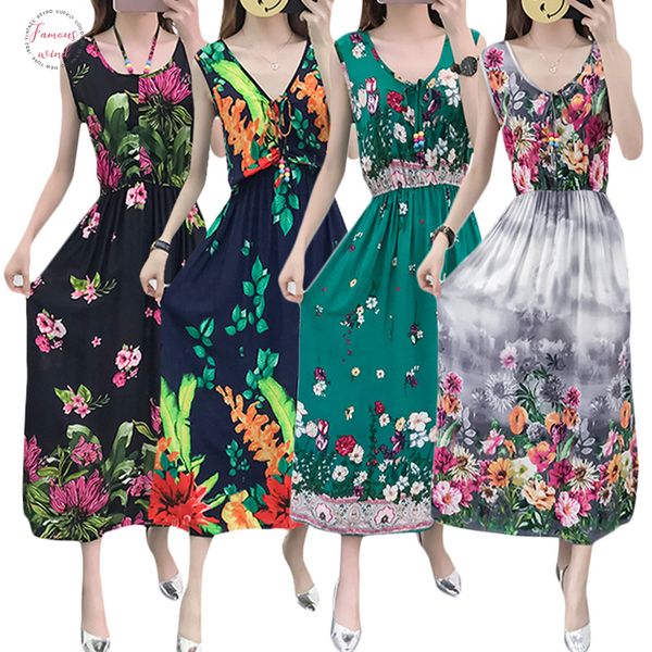

vintage summer women dress beach boho elegant printed dresses vintage sleevele print floral party dresses vestidos designer clothes, Black;gray