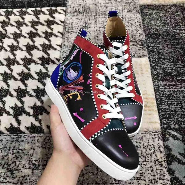 

white,black graffiti love printed leather casual shoes luxury designer red bottom sneakers shoes fashion trainers perfect gift