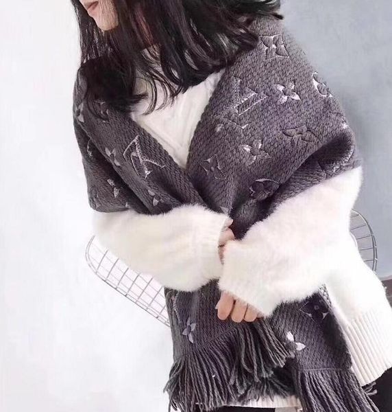 

Luxury de igner uper oft cotton yarn dyed pattern jacquard wool carf 4 color whole ale 180 32cm, Black;white