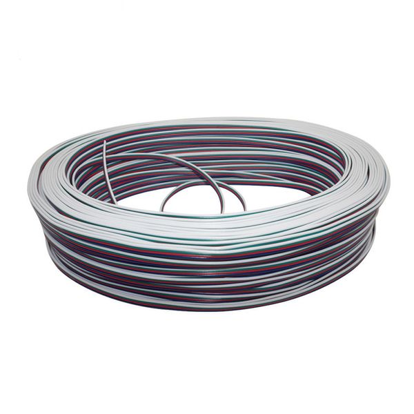 100Meter / roll RGB 4-Pin extensão cabo conector do cabo Para 3528 5050 2801 8806 APA102 Faixa de LED RGB + Branco / Preto estendida linha