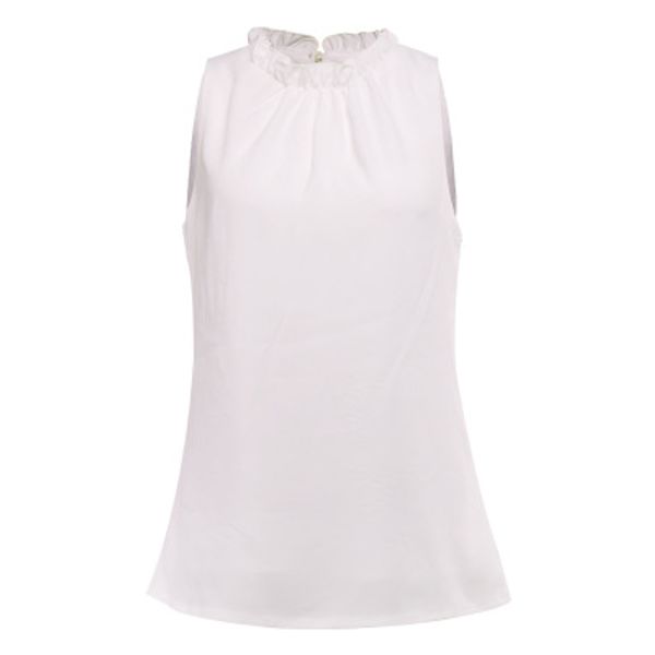 

women solid color chiffon vest fashion panelled sleeveless t-shirts crew neck trendy tees shirts girl plus size summer clothes s-xl, White