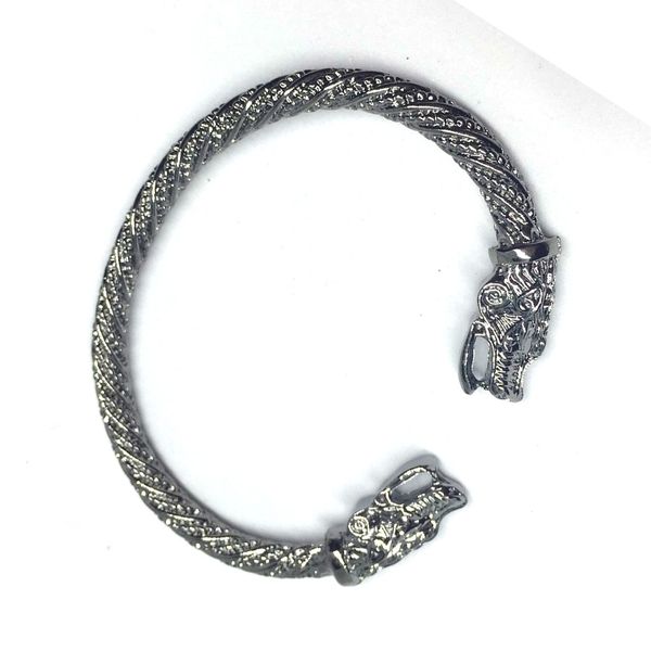 

adjustable wolves head cuff rock punk wristband bracelets vintage fabala, Black