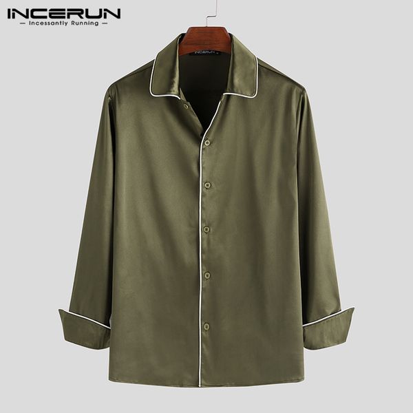 

incerun fashion men brand shirt solid color korean style 2020 long sleeve turn down collar streetwear dress shirts men camisa, White;black