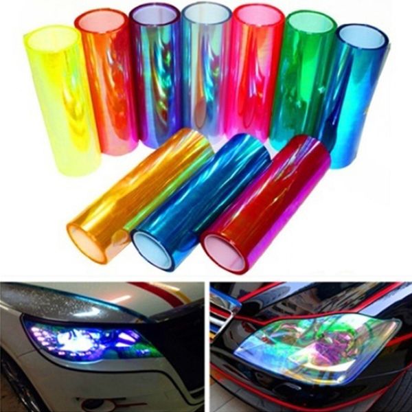 Lâmpada de carro Filme Farol Farol traseiro Adesivos Vinil Decalques Folha Adesivo transparente 30*60CM Estilo automático Farol de neblina multicolorido