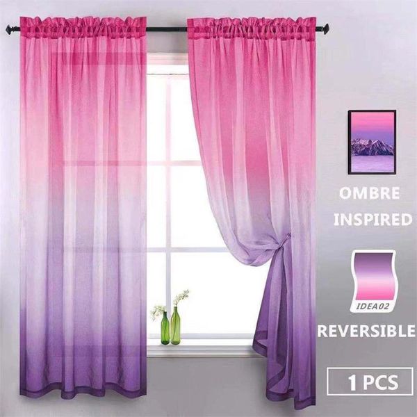 

gradient color door window curtains for living room drape panel sheer valances 1pc cortinas para la sala #20j03