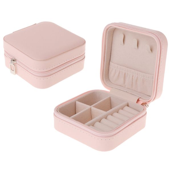

portable jewelry box zipper pu storage organizer jewelry holder packaging display travel case gift boxes for women