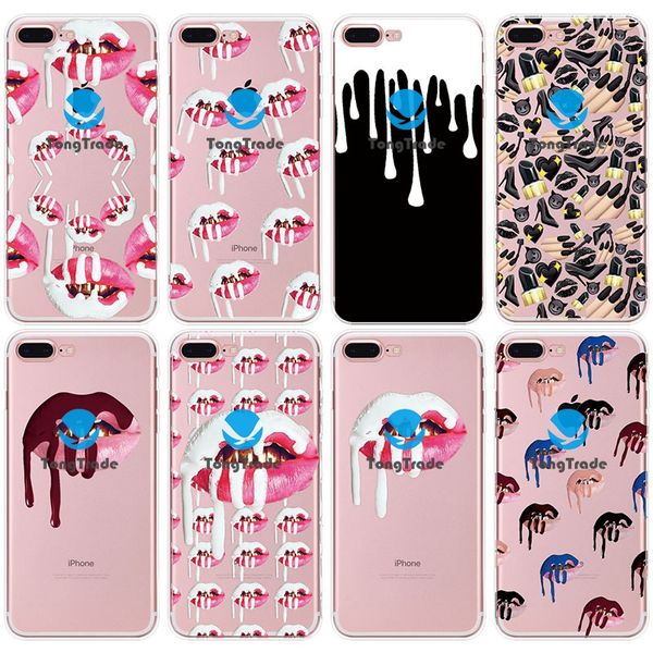 

tongtrade] soft silicone tpu case for iphone 8 7 6s 5s 11 pro x xs max plus samsung galaxy s10 5g s10e s10+ lip rosy painted case