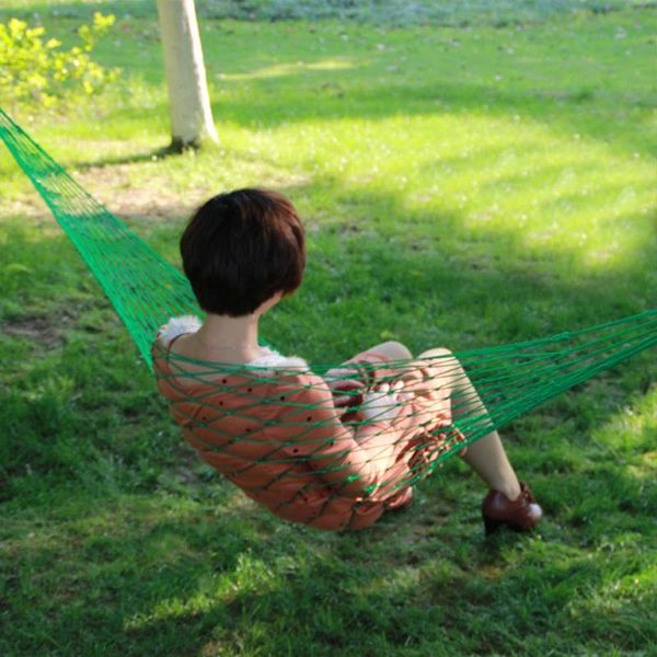 

portable outdoor thickening nylon rope camping hammock simple single summer lightweight nylon meshy hammock 80*240cm new arrival