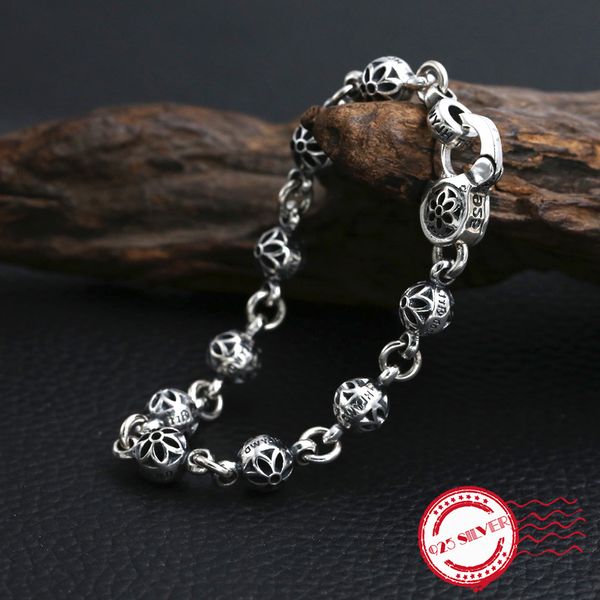 

other bracelets s925 sterling silver men's bracelet personality fashion jewelry handmade retro domineering cherry garland styling 2021, Golden;silver