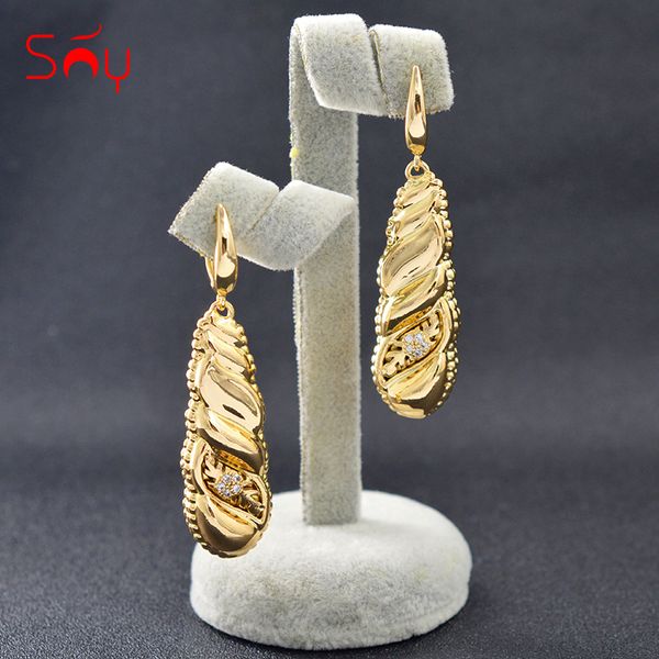 

sunny jewelry long drop dangle earrings fashion jewelry 2019 for women zircon water earrings for wedding party gift, Golden